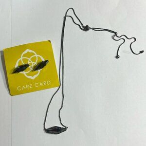 Kendra Scott Beth Adjustable Necklace & Earrings In Hematite Pendant Dark Gray